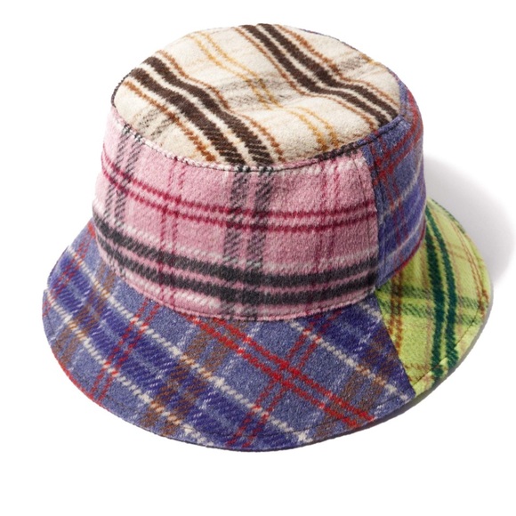 LELE SADOUGHI NWT AUTHENTIC MULTI-COLOR PLAID PATCHWORK FLANNEL BUCKET HAT - Picture 5 of 16